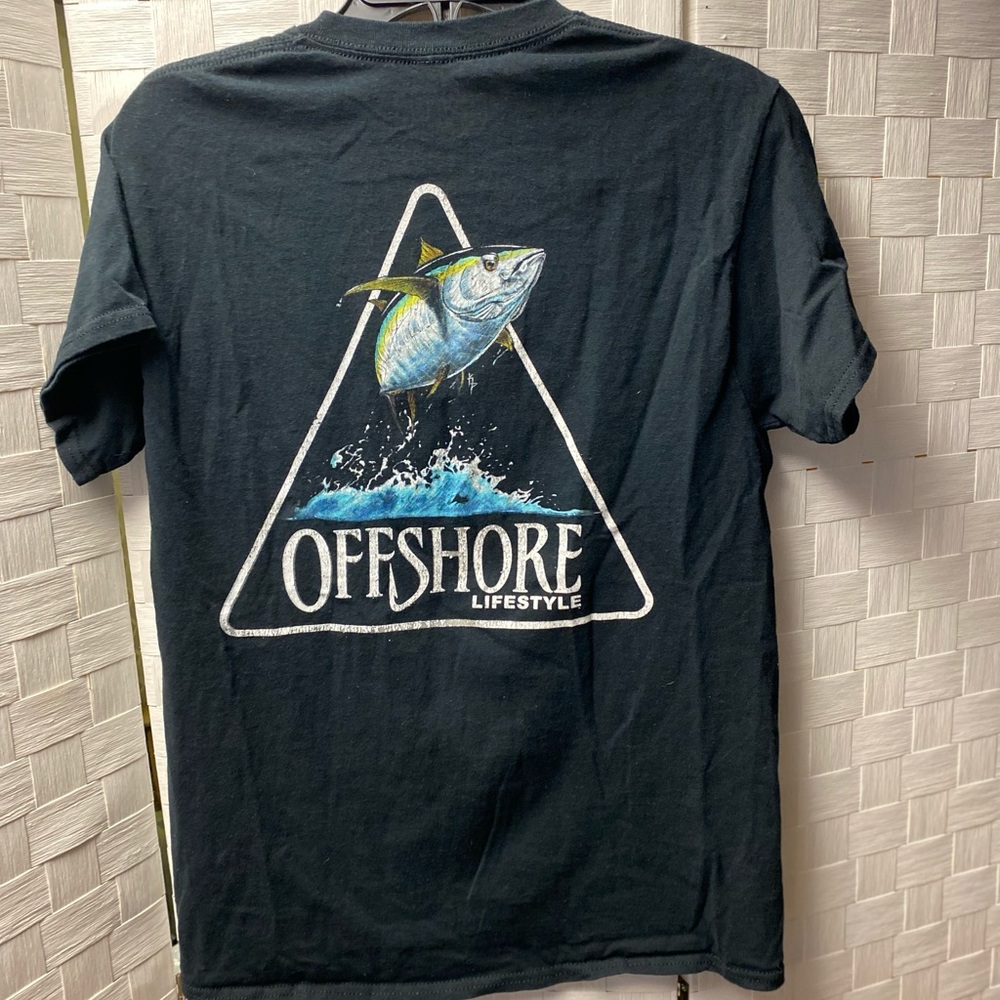Mens Black Medium Offshore Lifestyle Fishing Shirt